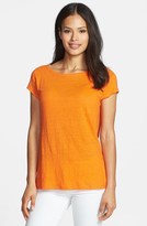 Thumbnail for your product : Eileen Fisher Bateau Neck Organic Linen Tee
