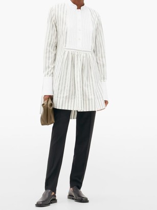 Marina Moscone Striped Cotton-blend Tunic Shirt - White Stripe