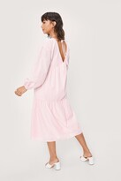 Thumbnail for your product : Nasty Gal Womens Striped Tiered Midi Smock Dress - Pink - 12