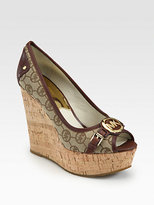 Thumbnail for your product : MICHAEL Michael Kors Rustin Jacquard & Leather Cork Wedge Pumps