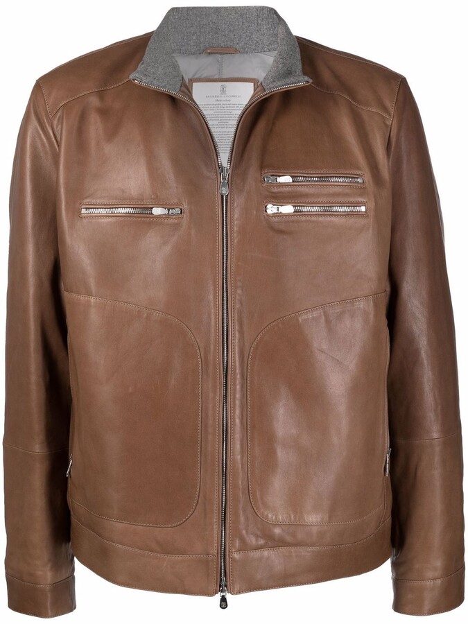 Brunello Cucinelli Brown Men's Leather & Suede Jackets | Shop the 