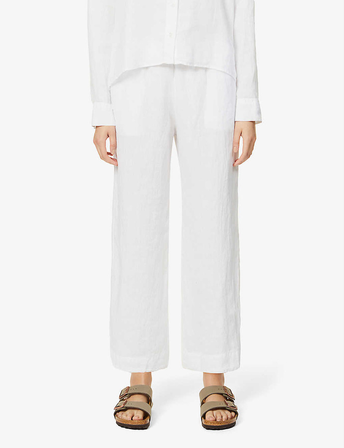low rise linen trousers