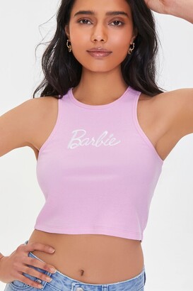Forever 21 Women's Embroidered Barbie Crop Top in Pink/White Medium -  ShopStyle