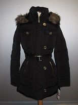 Thumbnail for your product : MICHAEL Michael Kors Nwt Black Down Puffer Jacket Coat Hooded Belted Fur