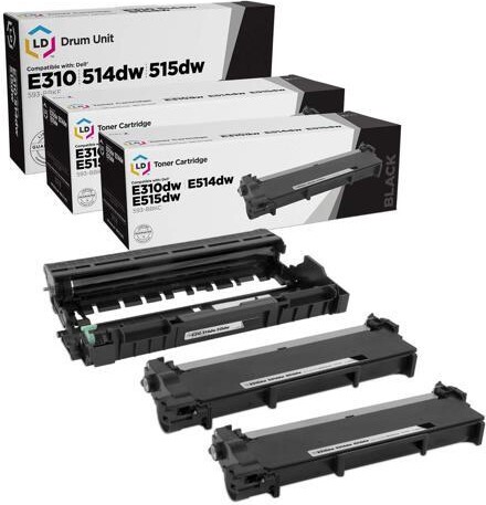 LD Products Compatible Toner & Drum Cartridge Replacements for Dell 593-BBKC & 593-BBKE (2 Toner, 1 Drum, 3-Pack)