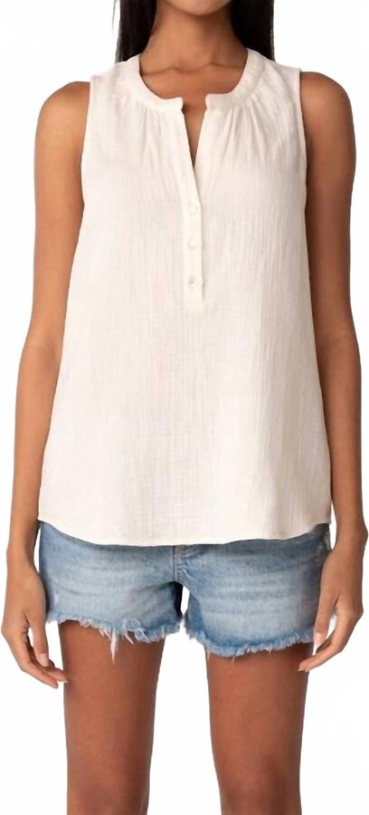 Love Stitch Lue Henley Tank Top In Cloud