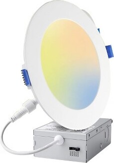 Itopfox6InchLEDRecessedLightingwithJunctionBox5CCTUltra-ThinCanlessWaferCeilingLight11W1100lmDimmableHighBrightness