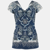 Navy Blue Printed Synthetic Top L 