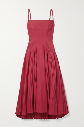 Proenza Schouler Pleated Cotton-blend Poplin Dress - Red