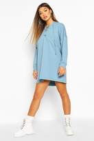 Thumbnail for your product : boohoo Lace Up Hooded Oversized Sweatshirt Dress