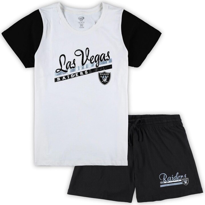 Women's Cuce White Las Vegas Raiders Sequin Fleece V-Neck T-Shirt