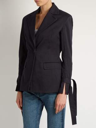 Brock Collection Jadine Single Breasted Cotton Drill Blazer - Womens - Navy