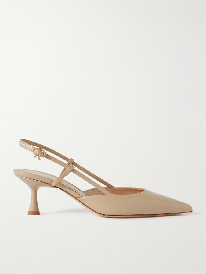 Gianvito Rossi Ascent 55 Leather Slingback Pumps - Neutrals