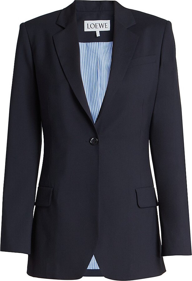 ジャケット Loewe Navy blue single-breasted jacket in wool Wool blazer in blue - Loewe | Mytheresa