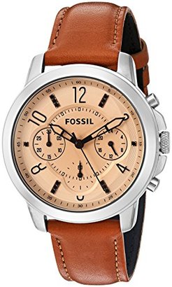 Fossil Women's Quartz Stainless Steel and Leather Automatic Watch, Color:Brown (Model: ES4039)