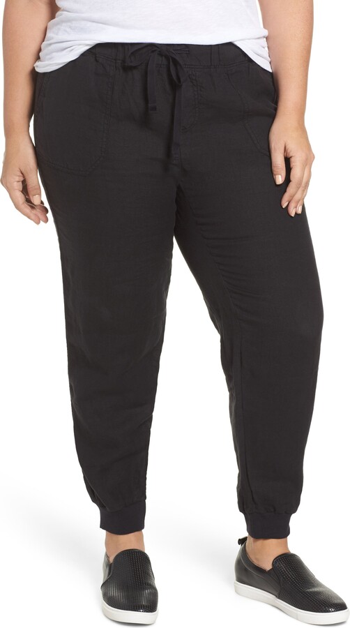 plus size black linen pants