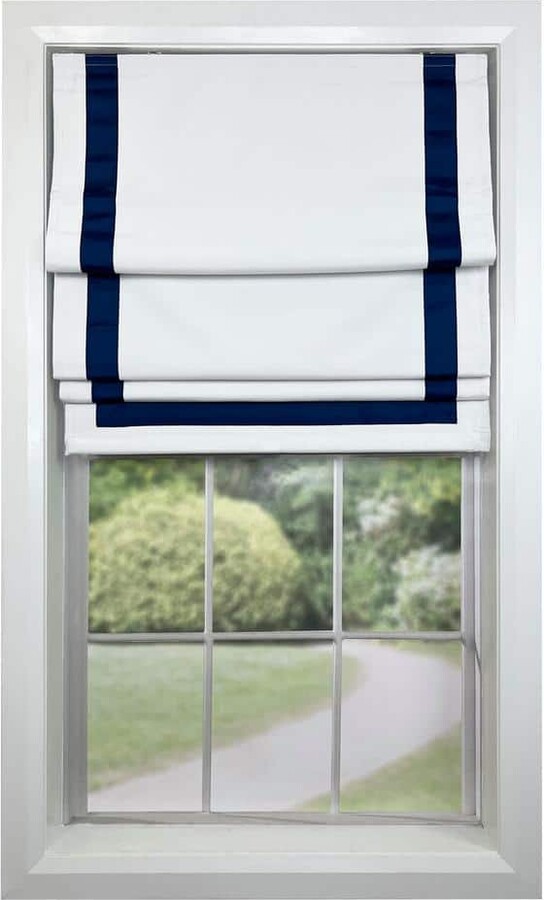 Versailles Home Fashions Navy Cordless Blackout Polyester Roman Shades - 32 in. W x 63 in. L