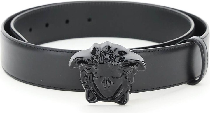 Versace Silver Baroque Medusa Head Reversible Leather Belt