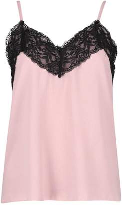 boohoo NEW Womens Lace Trim Cami in Polyester 5% Elastane