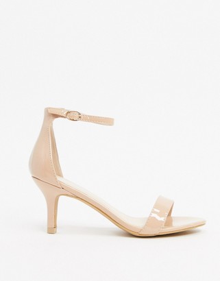 Glamorous blush barely there kitten heeled sandals