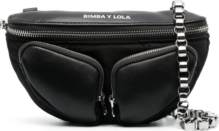 Bimba Y Lola Small logo-plaque Shoulder Bag - Black