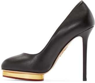 Charlotte Olympia Black Leather Dotty Heels