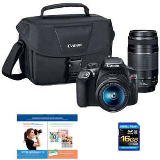 Canon EOS Rebel T6 18MP Wi-Fi Digital SLR Camera with EF-S 18-55mm and EF 75-300mm Lenses, 16GB Memory Card and Software