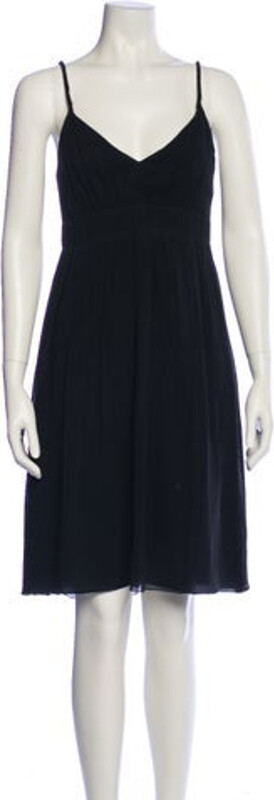 Akris Punto Slip Dress Blue Sleeveless with V-Neck Concealed Zip Closure at Front Designer