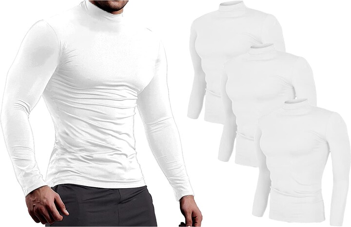 Pack of 3 Men's 0.45 Tog Rating Baselayer Thermal T-Shirt Heat Trap Brushed  Top Vest (S, White) at  Men's Clothing store