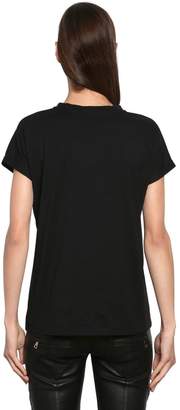 Balmain Logo Flocked Cotton Jersey T-shirt