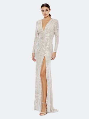 Ruched Faux Wrap Sequined Gown - ShopStyle