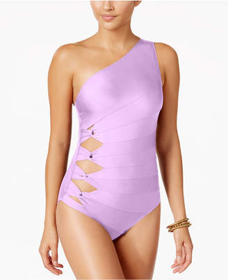 Carmen Marc Valvo Cutout Asymmetrical One-Piece Swimsuit