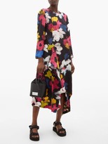 Thumbnail for your product : colville Handkerchief-hem Floral-print Satin Dress - Multi