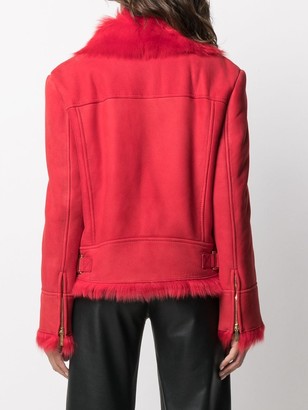 Alberta Ferretti Faux-Fur Trimmed Leather Jacket