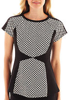 Thumbnail for your product : JCPenney Worthington Short-Sleeve Colorblock Peplum Top