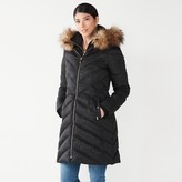 Thumbnail for your product : Nine West Women's Faux-Fur Hood Bib Chevron Puffer Coat