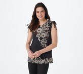Thumbnail for your product : Susan Graver Printed Liquid Knit Top with Ruched Shoulder