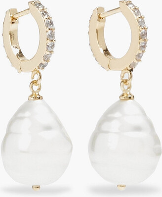 Kenneth Jay Lane Gold-tone, crystal and faux pearl earrings