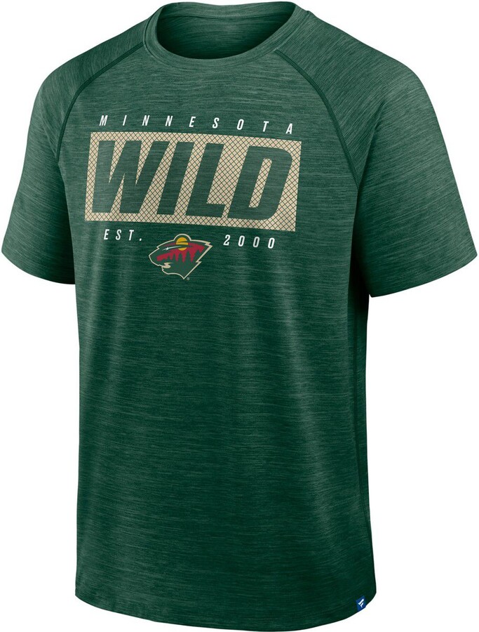 Fanatics NHL Men's Minnesota Wild Green Clutch Poly Short Sleeve T-Shirt, Small