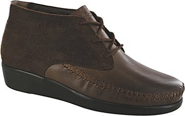 SAS Kich Nubuck Lace Up Ankle Wedge Booties