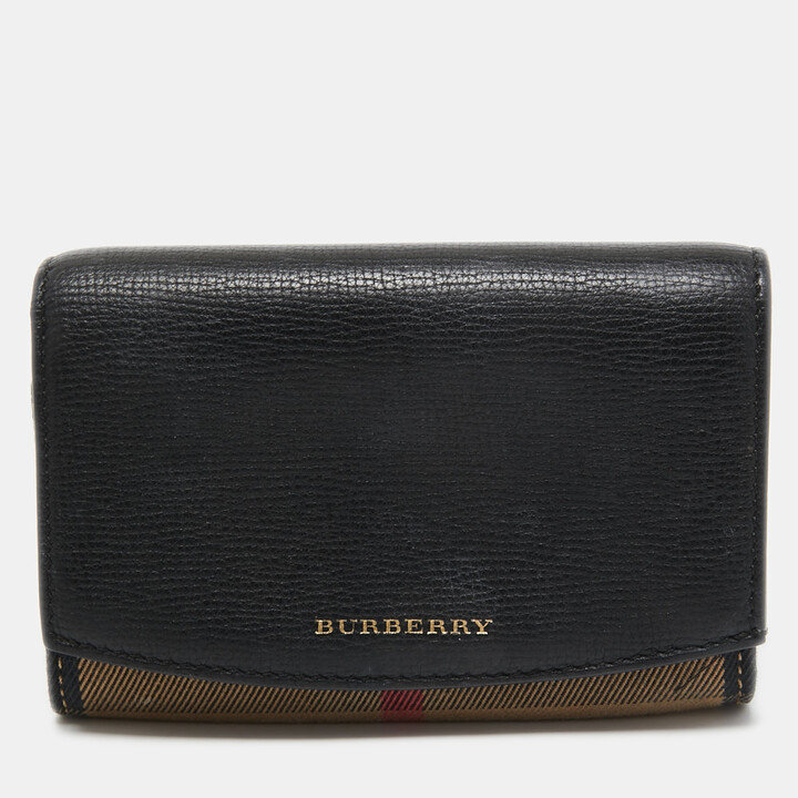 Burberry Beige/Black House Check Canvas and Leather Flap Wallet - ShopStyle