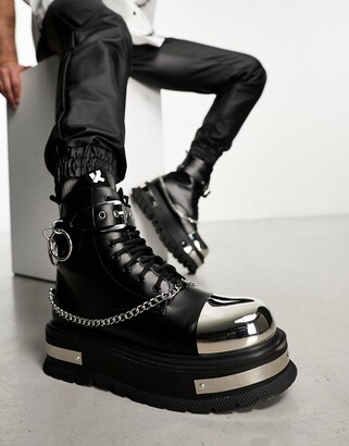 Koi Footwear KOI Borin hardware extreme platform boots in black - ShopStyle