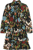 Thumbnail for your product : Alice + Olivia Breann Tiered Floral-print Satin-crepe Dress