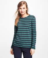 Thumbnail for your product : Brooks Brothers Striped Jacquard Eyelet Top