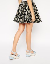 Thumbnail for your product : Dahlia Leather Look Skirt In Floral Print