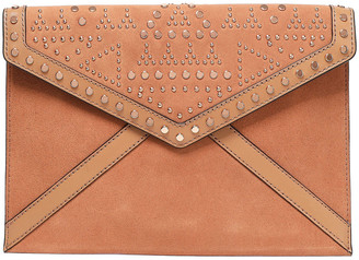 Rebecca Minkoff Leather-paneled Studded Suede Envelope Clutch
