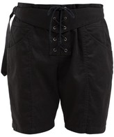 Thumbnail for your product : Saint Laurent Lace-up Cotton-blend Shorts - Black
