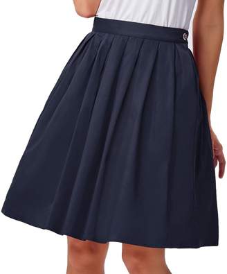 GRACE KARIN Women's Plus Size Flare Pleated Midi Skirt for School 94-7,L