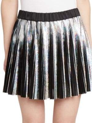 Balmain Holographic Pleated Mini Skirt