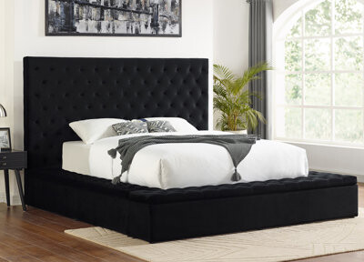 BestMasterFurniture Tufted Upholstered Low Profile Storage Platform Bed